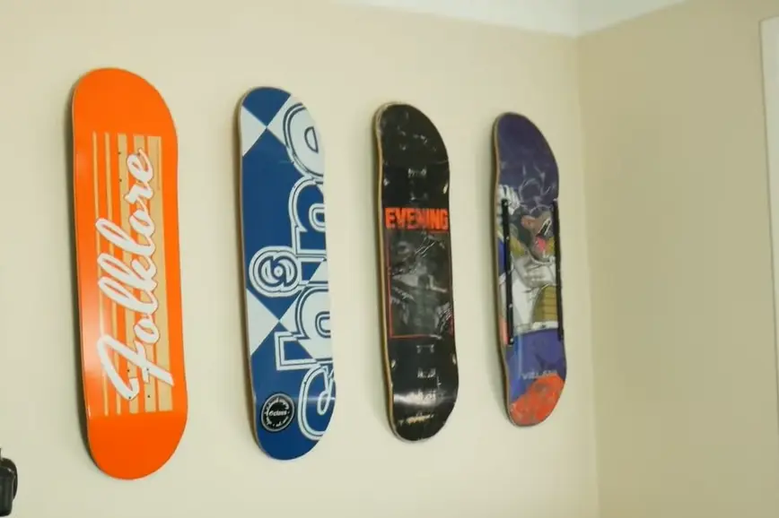 how to hang skateboard deck on wall without nails